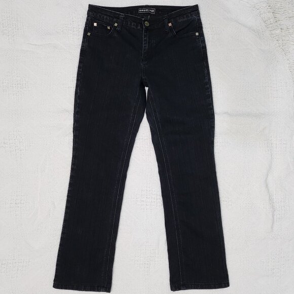 Black Denim Jeans with Square Decor & Embroidered Pockets - Picture 3 of 10